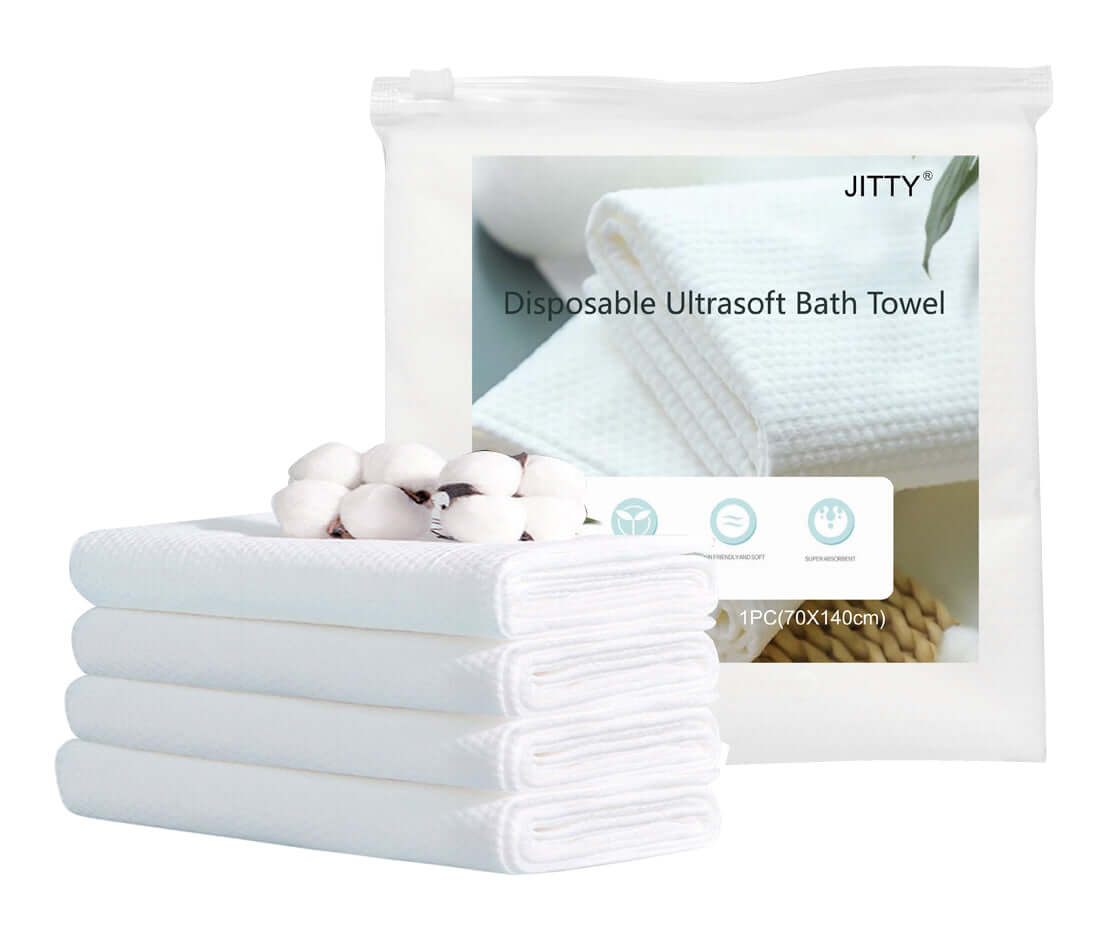 JITTY Premium Portable Disposable Bath Towel 4 Pack for Home Guest Hotels Spa Gyms Hospital | Soft, Absorbent & Hygienic Free Shipping