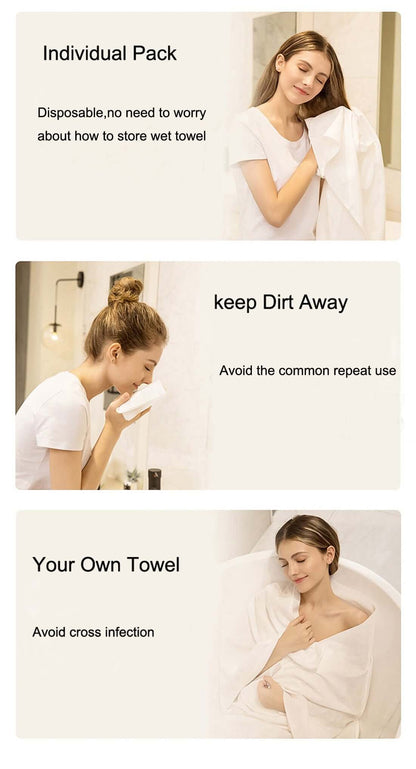 JITTY disposable bath towel benefits: individual packing, dirt prevention, and personal hygiene.