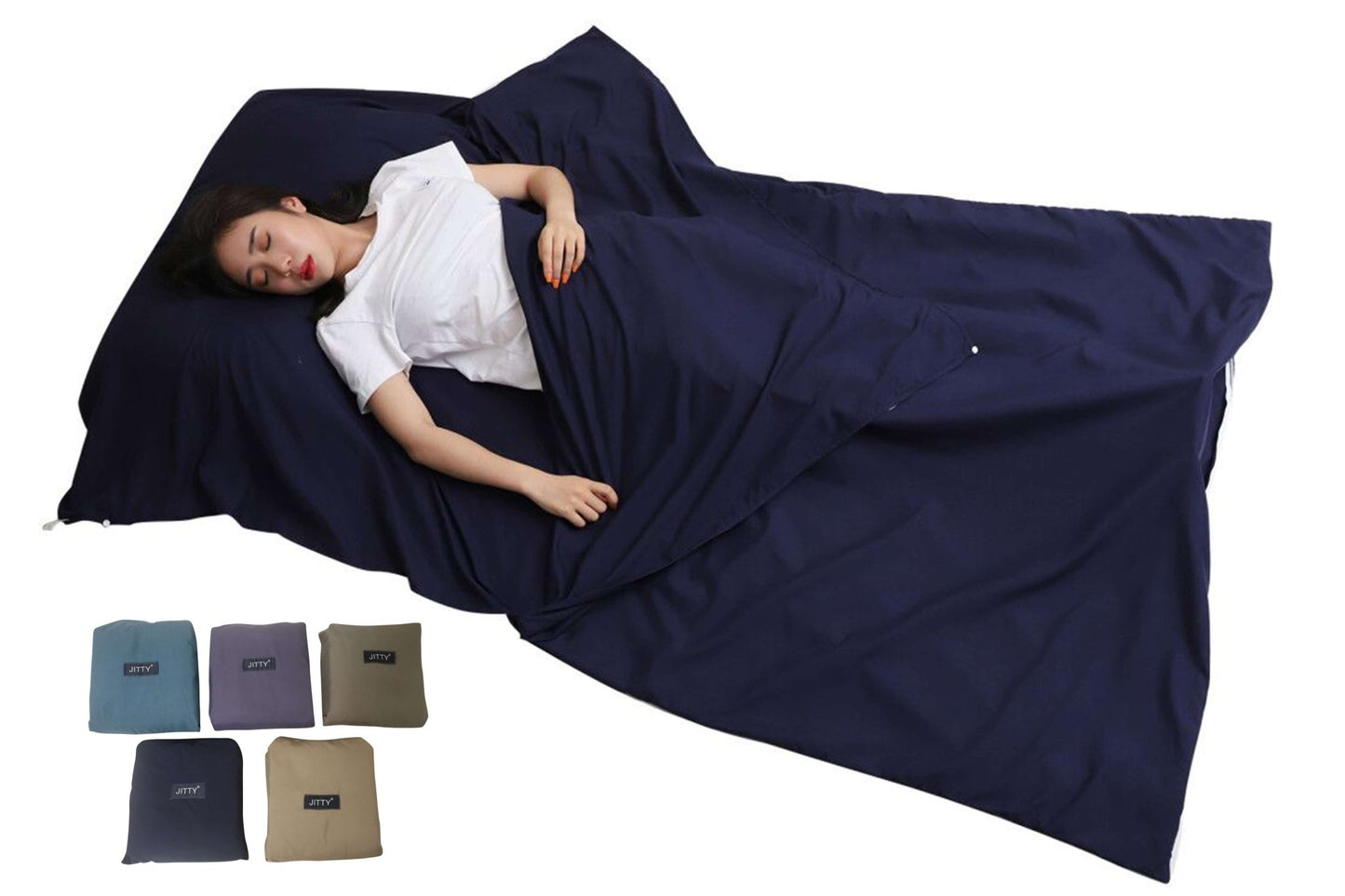 Free Shipping JITTY Sleeping Bag Liner Travel Sheet for Business Camping Home Hostels 210x115cm(Navy) - JITTY SHOP