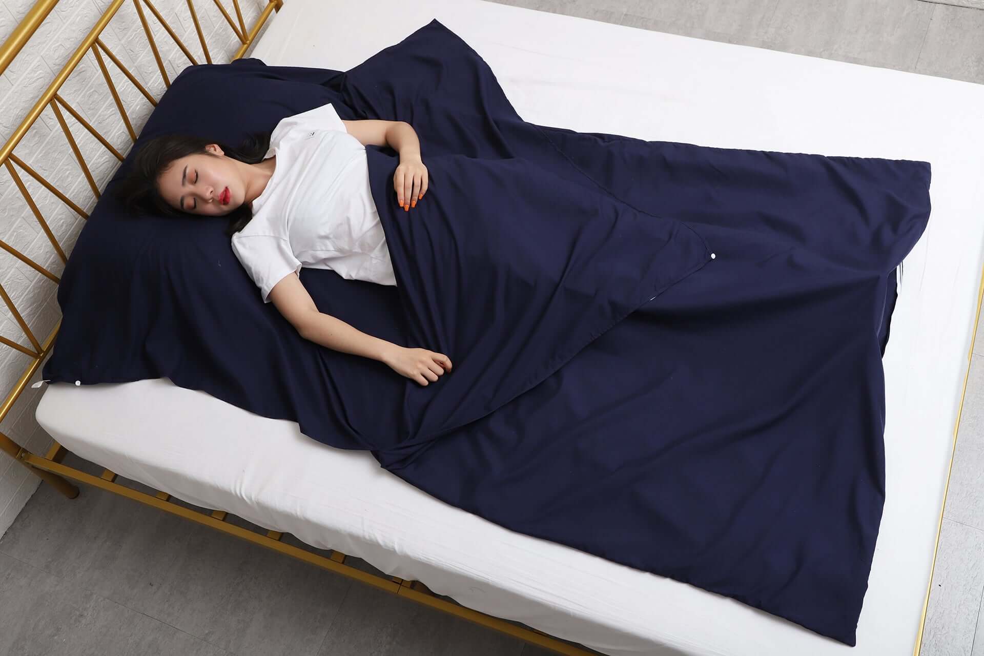 Free Shipping JITTY Sleeping Bag Liner Travel Sheet for Business Camping Home Hostels 210x115cm(Navy) - JITTY SHOP