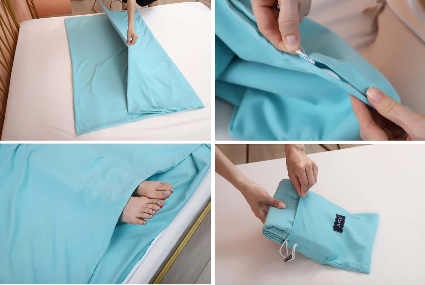 Free Shipping JITTY Sleeping Bag Liner Travel Sheet for Business Camping Home Hostels 210x115cm(Sky Blue) - JITTY SHOP