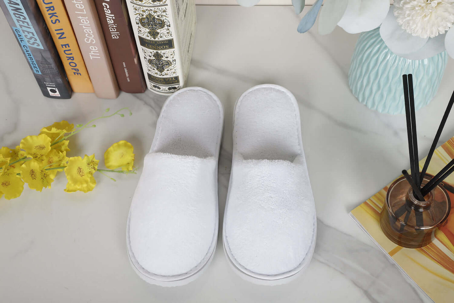 Luxury Disposable Slippers White 5 Pairs JITTY,Soft Non Slip Design,Wholesale Pricing Free Shipping - JITTY SHOP